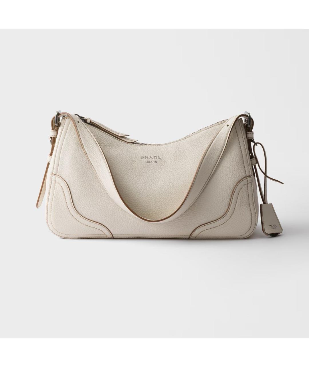 PRADA Белая кожаная сумка через плечо, фото 6