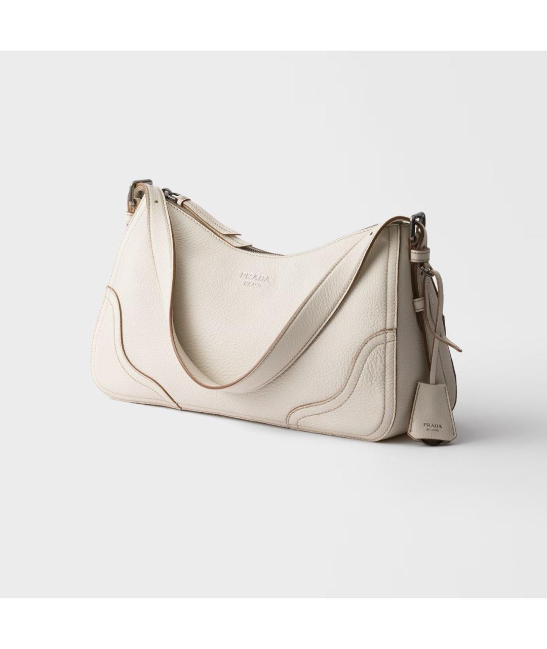 PRADA Белая кожаная сумка через плечо, фото 3