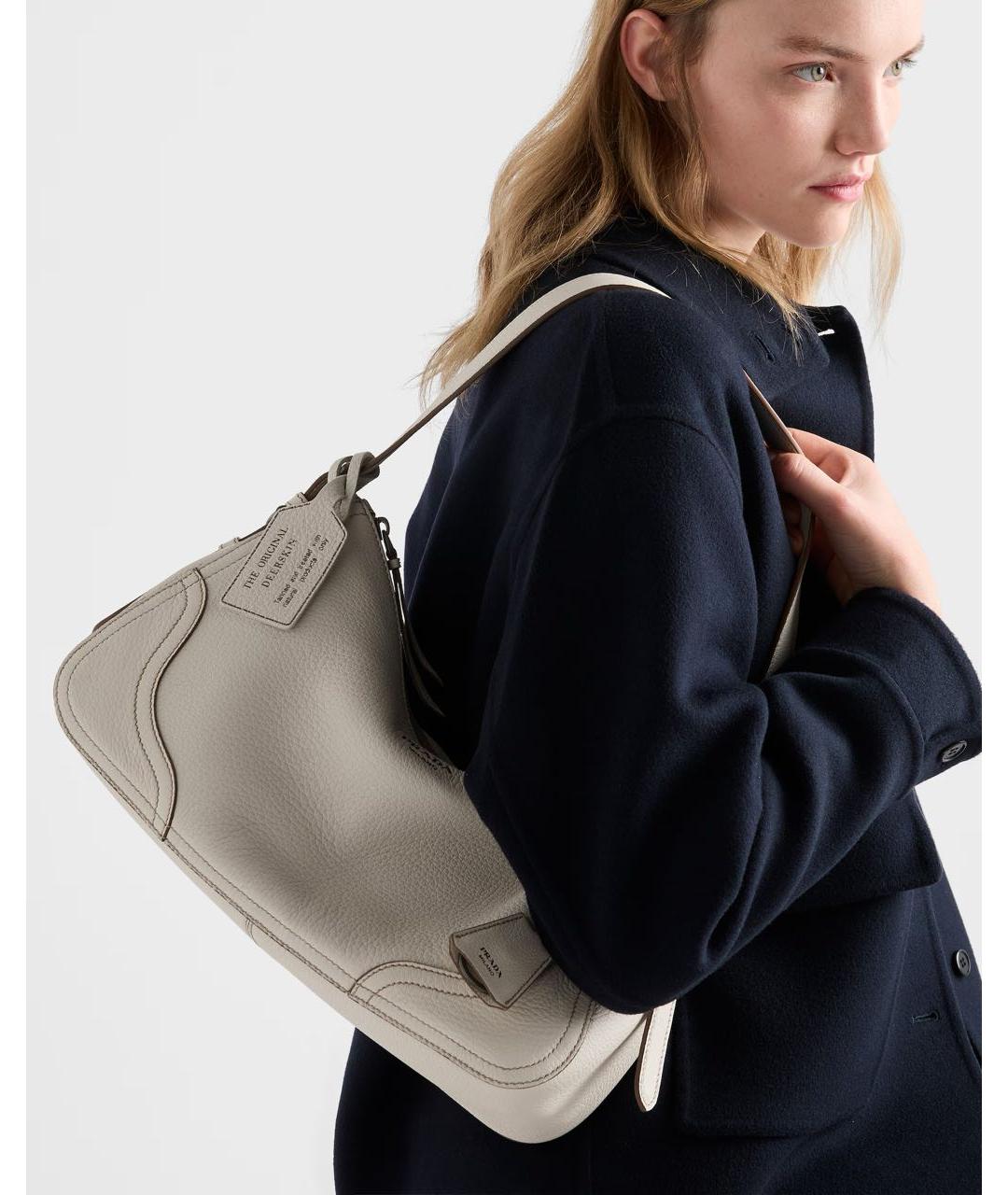 PRADA Белая кожаная сумка через плечо, фото 2