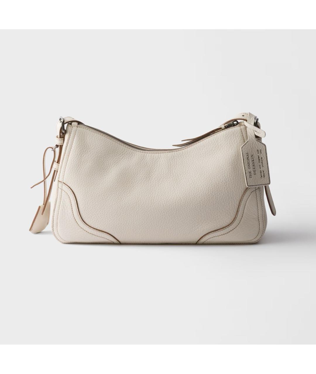 PRADA Белая кожаная сумка через плечо, фото 4