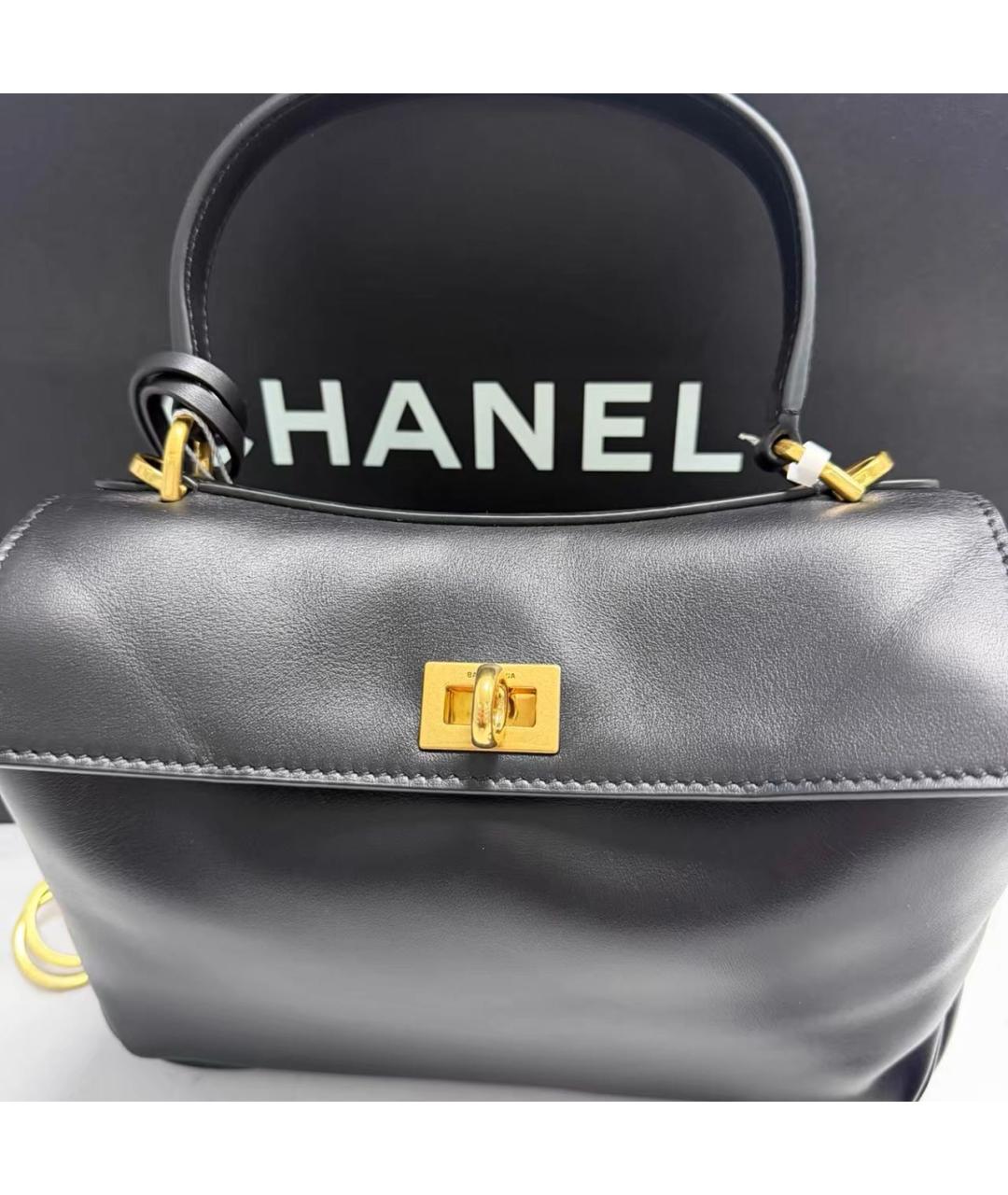 BALENCIAGA Черная кожаная сумка с короткими ручками, фото 2