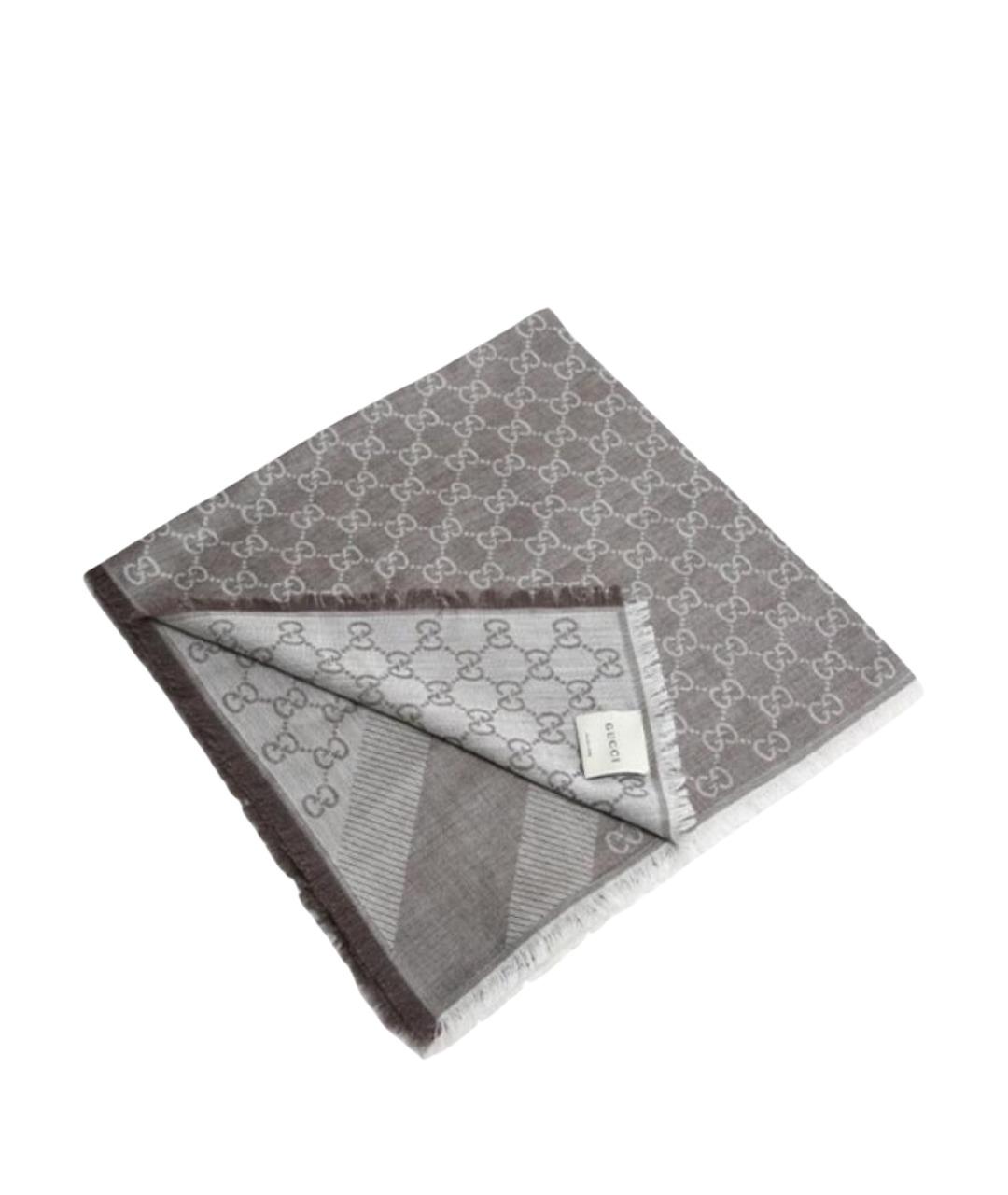 GUCCI Серый шерстяной шарф, фото 1