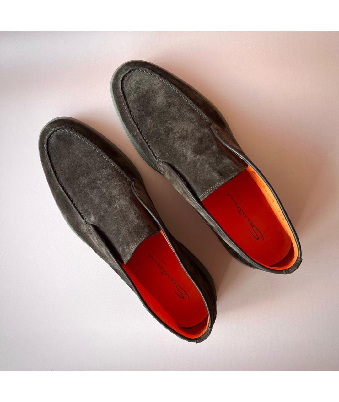 SANTONI Коричневые замшевые ботинки, фото 4