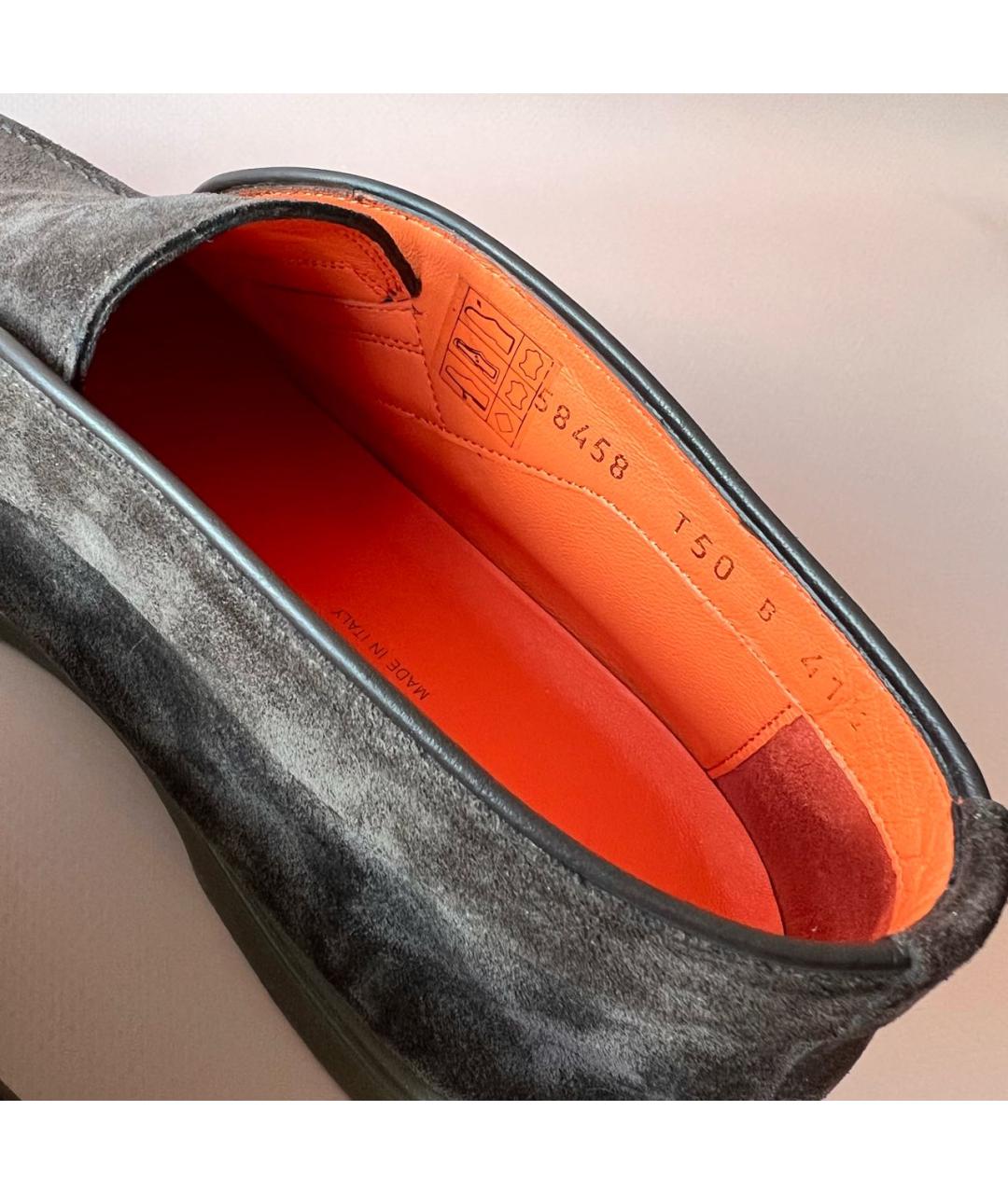 SANTONI Коричневые замшевые ботинки, фото 6