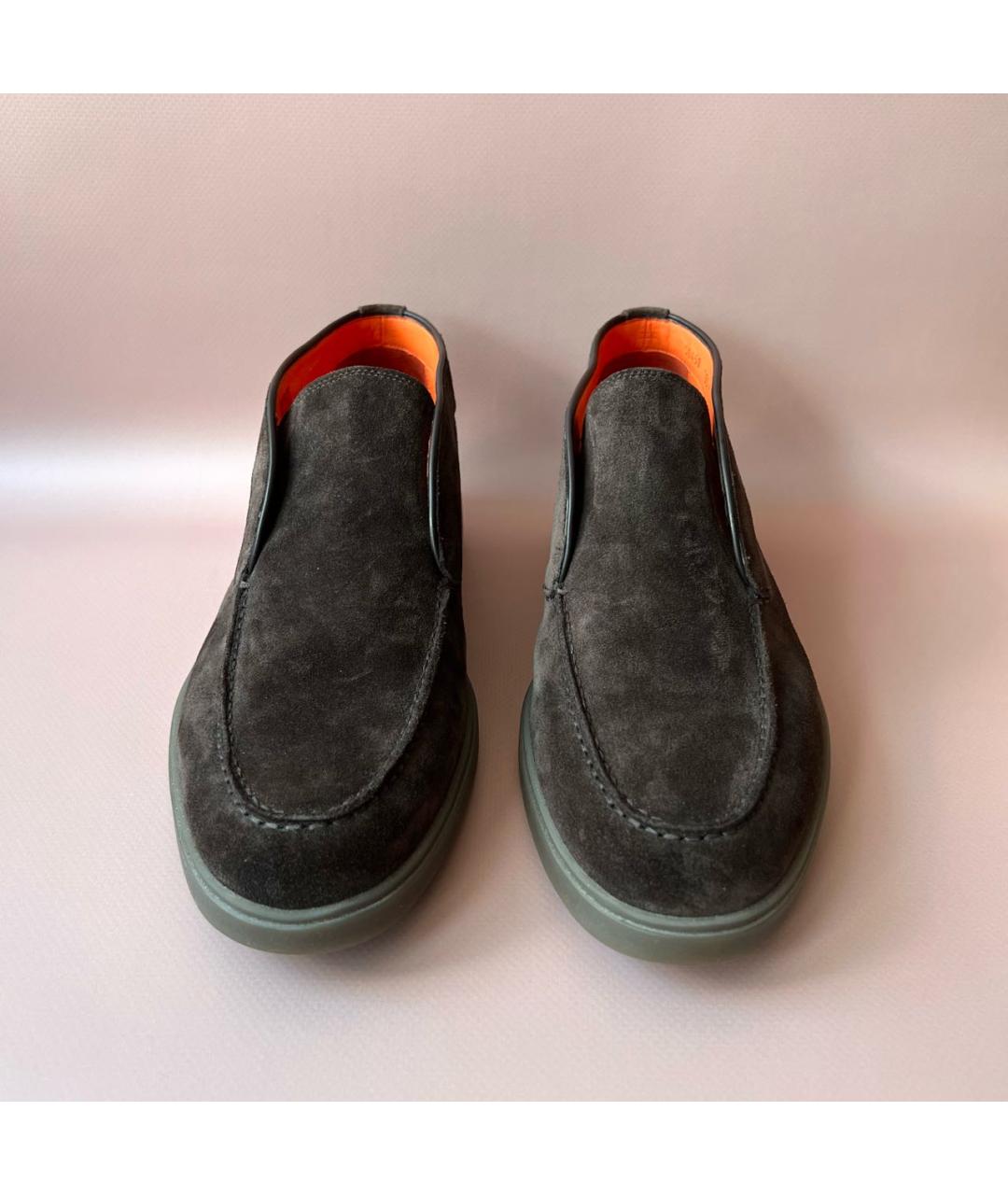 SANTONI Коричневые замшевые ботинки, фото 3