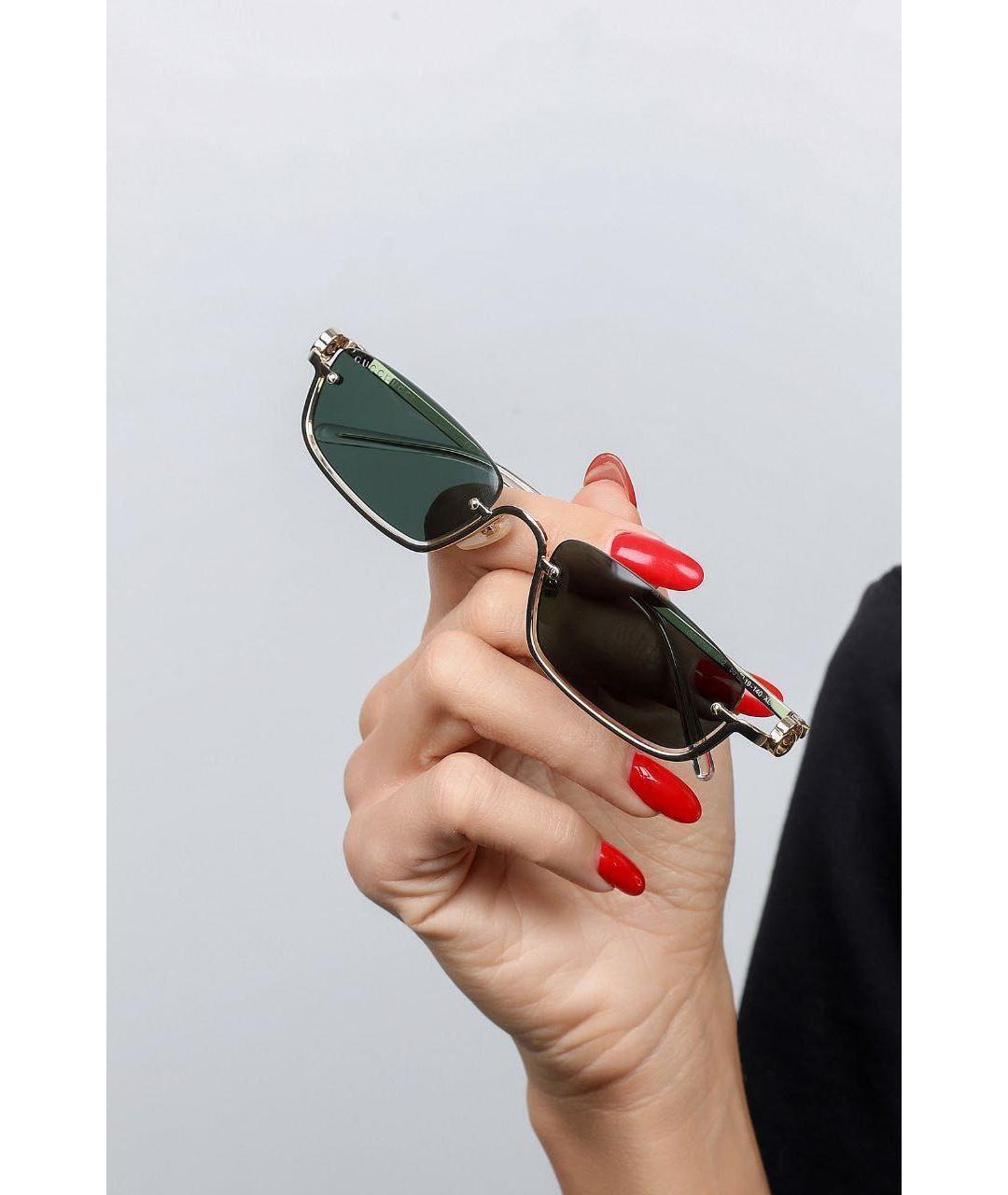 GUCCI Зеленые металлические солнцезащитные очки, фото 2