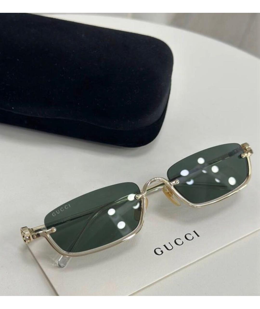 GUCCI Зеленые металлические солнцезащитные очки, фото 5