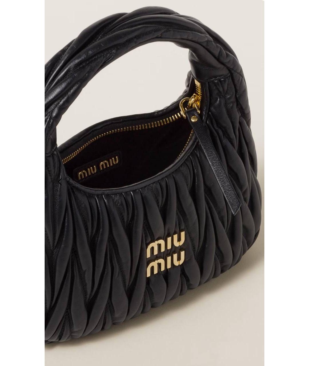 MIU MIU Черная кожаная сумка с короткими ручками, фото 2