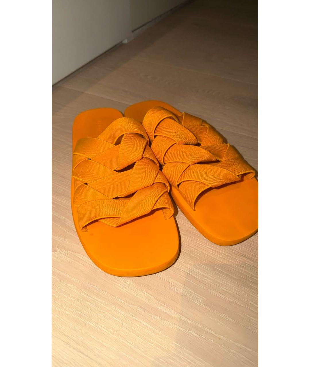 BOTTEGA VENETA Оранжевое текстильные сандалии, фото 5