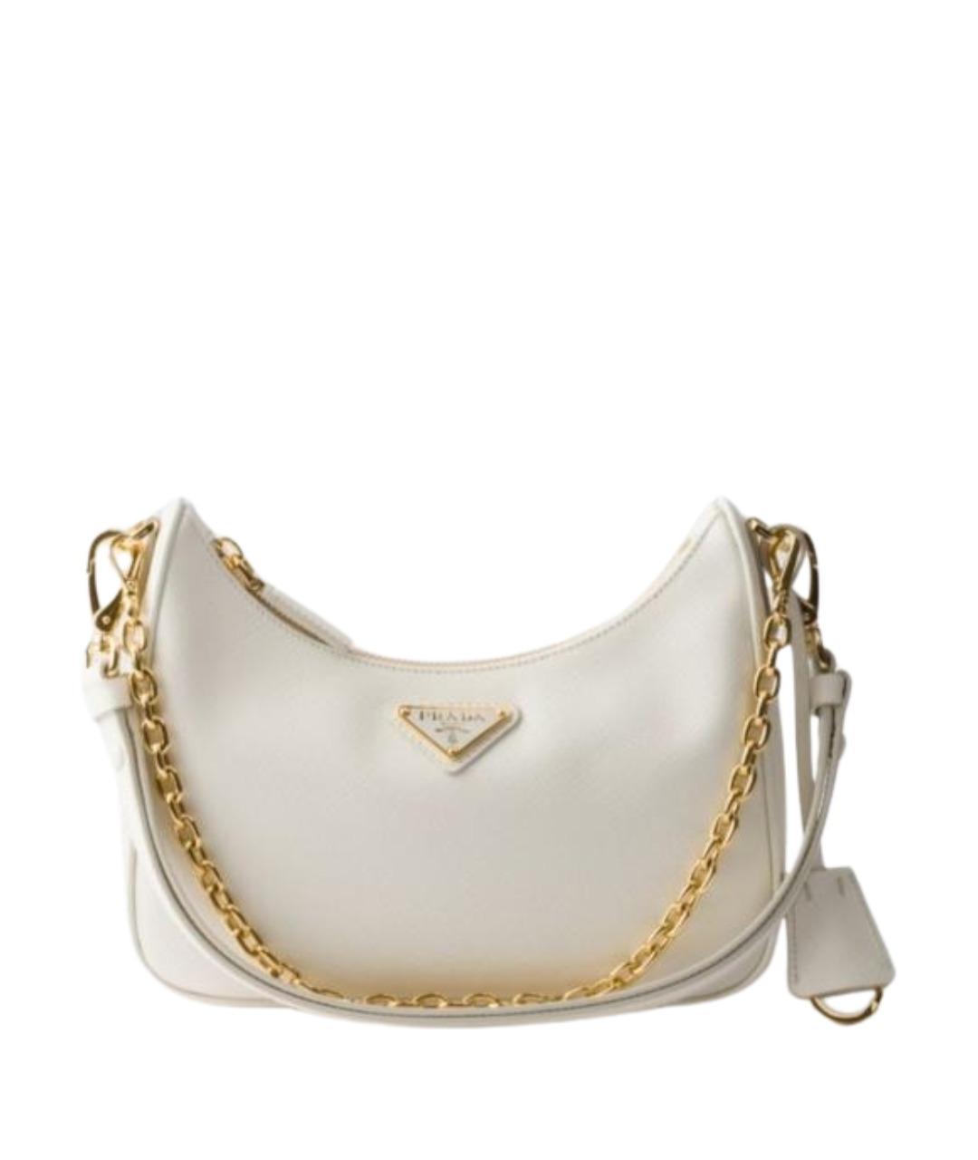 PRADA Белая кожаная сумка с короткими ручками, фото 1