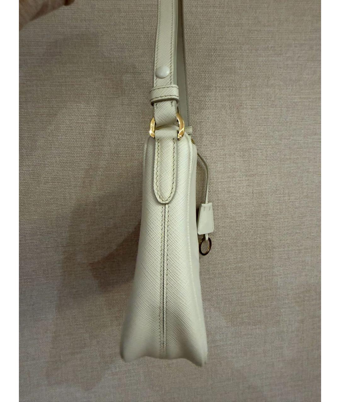 PRADA Белая кожаная сумка с короткими ручками, фото 4