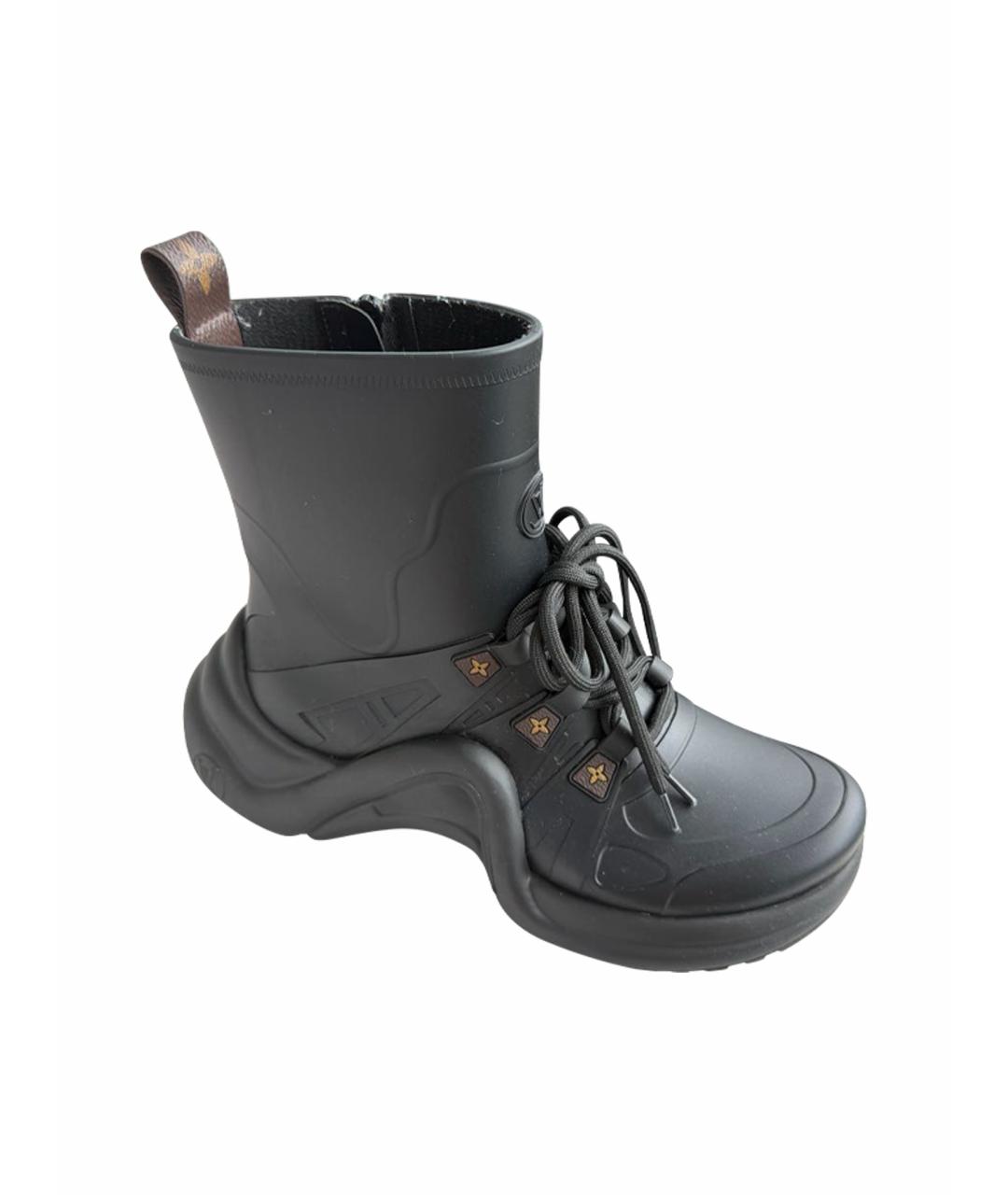 LOUIS VUITTON Черные резиновые сапоги, фото 1
