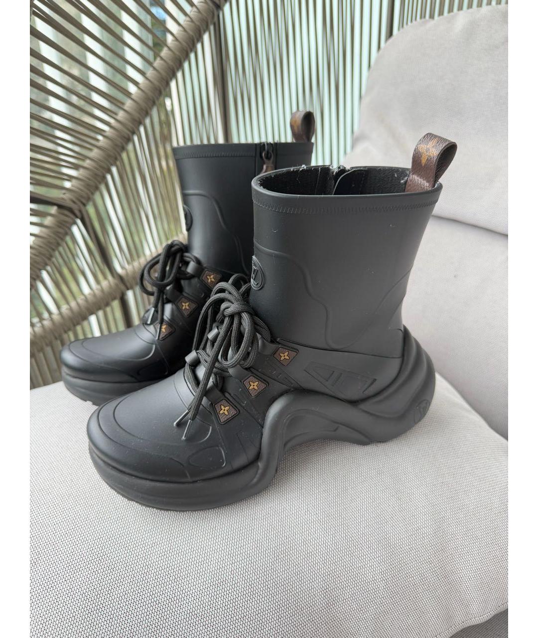 LOUIS VUITTON Черные резиновые сапоги, фото 7