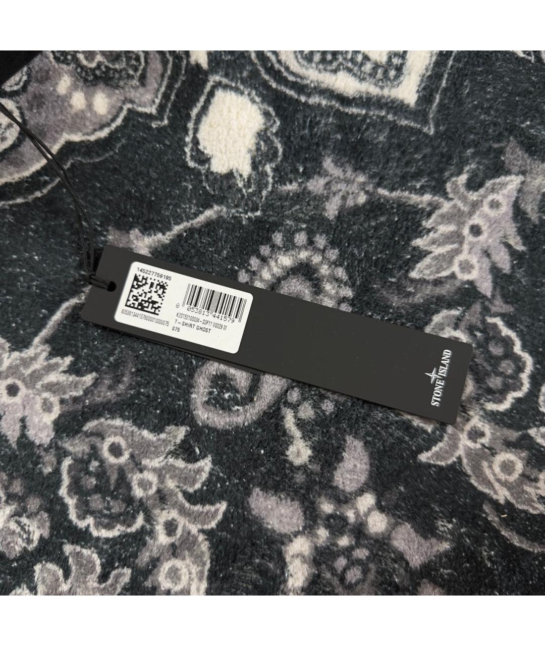 STONE ISLAND Черная хлопковая футболка, фото 4