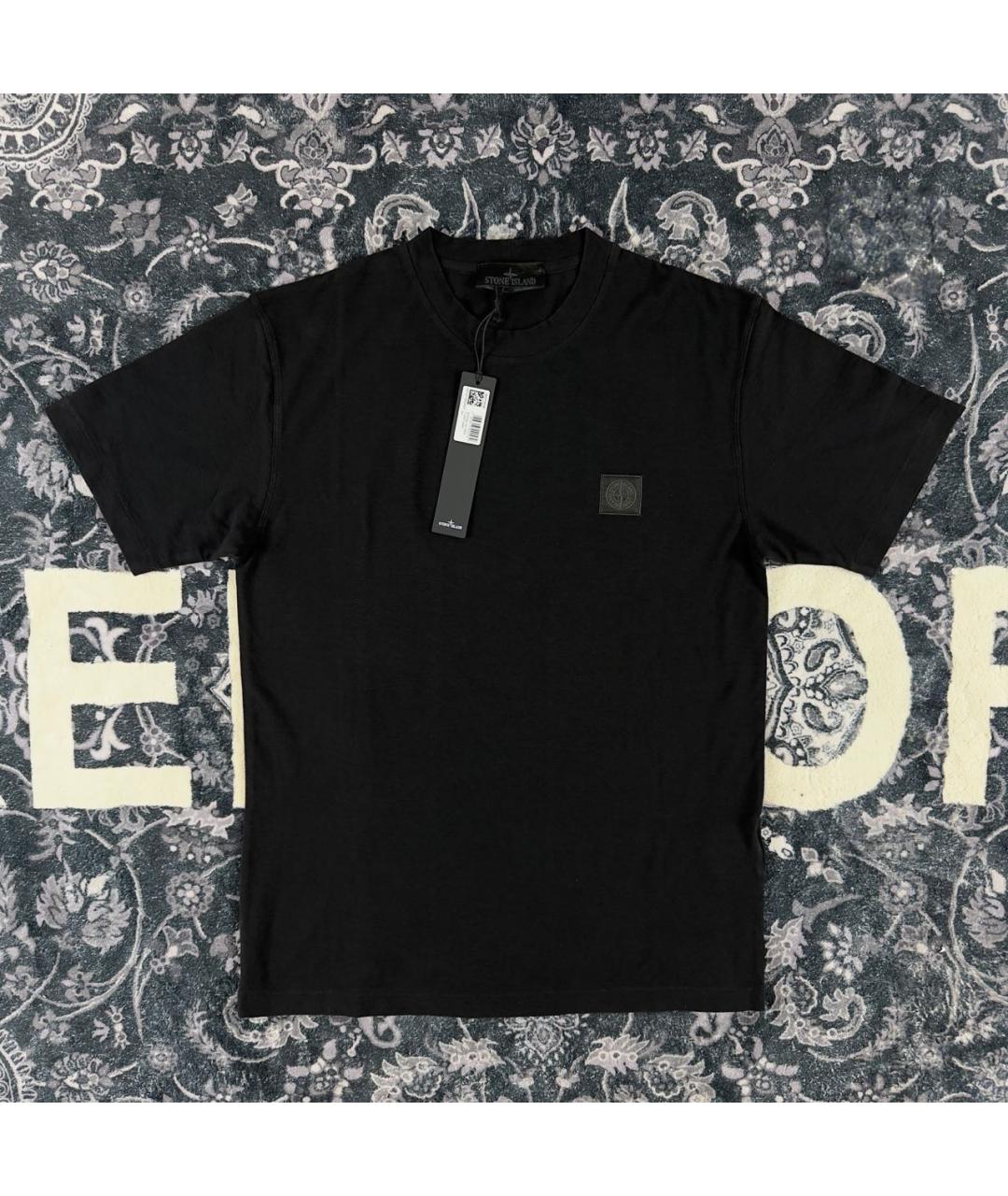 STONE ISLAND Черная хлопковая футболка, фото 6