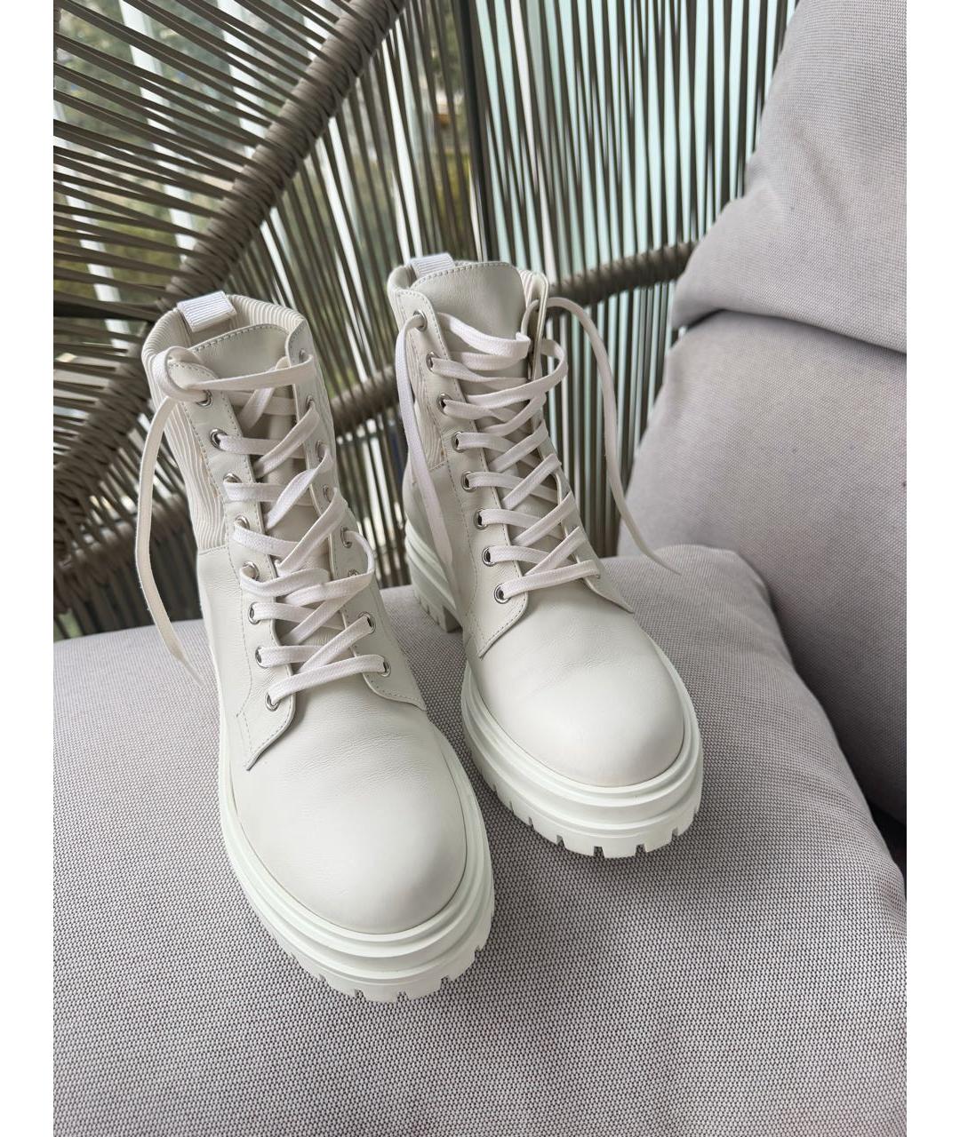 LOUIS VUITTON Белые кожаные ботинки, фото 2