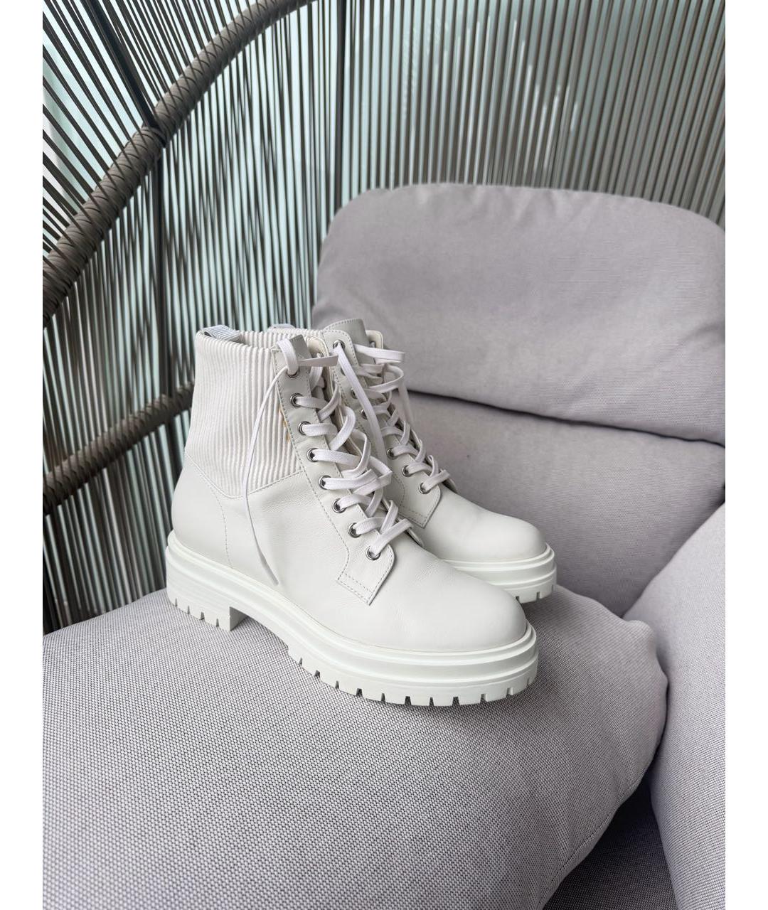 LOUIS VUITTON Белые кожаные ботинки, фото 6