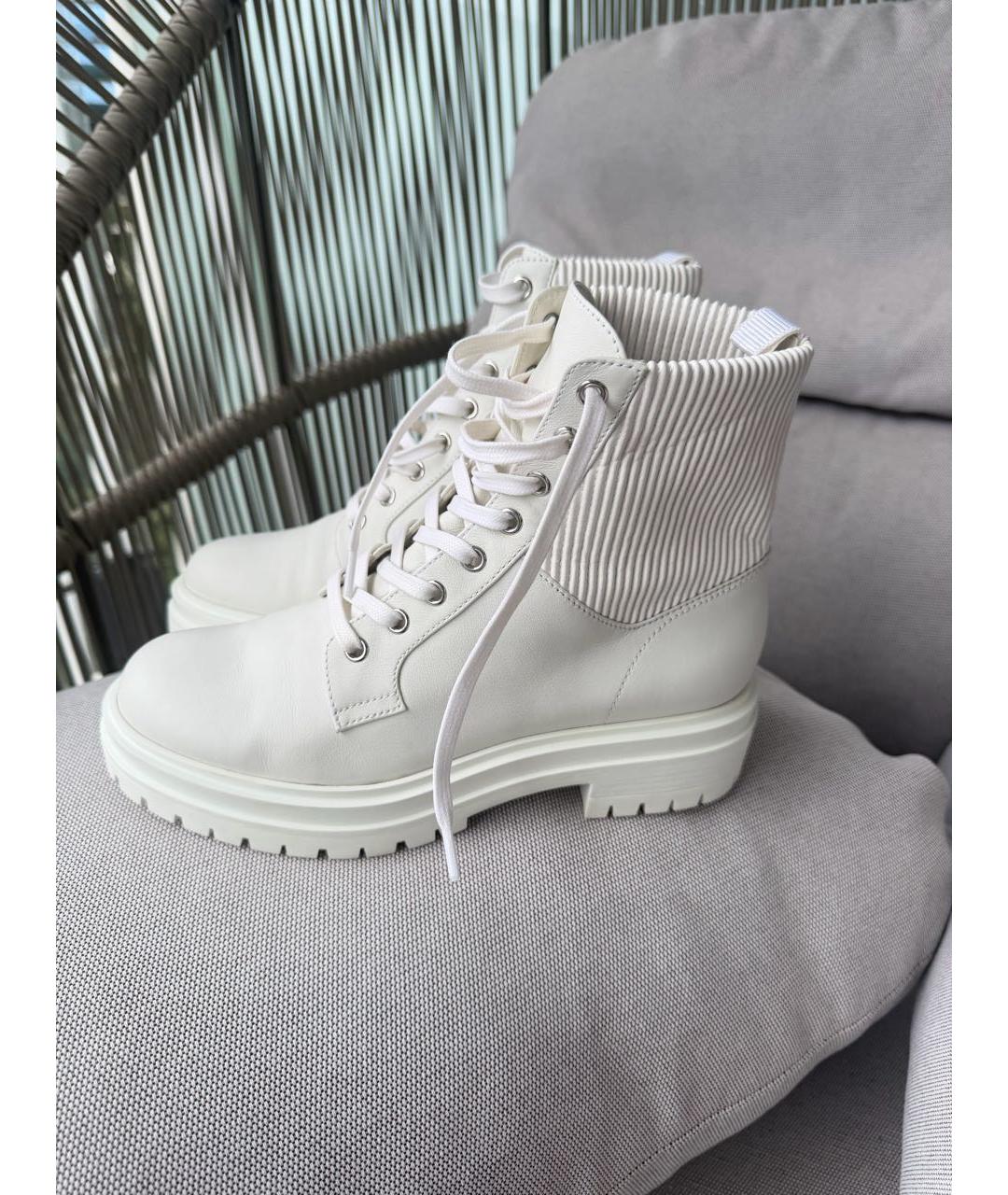 LOUIS VUITTON Белые кожаные ботинки, фото 7