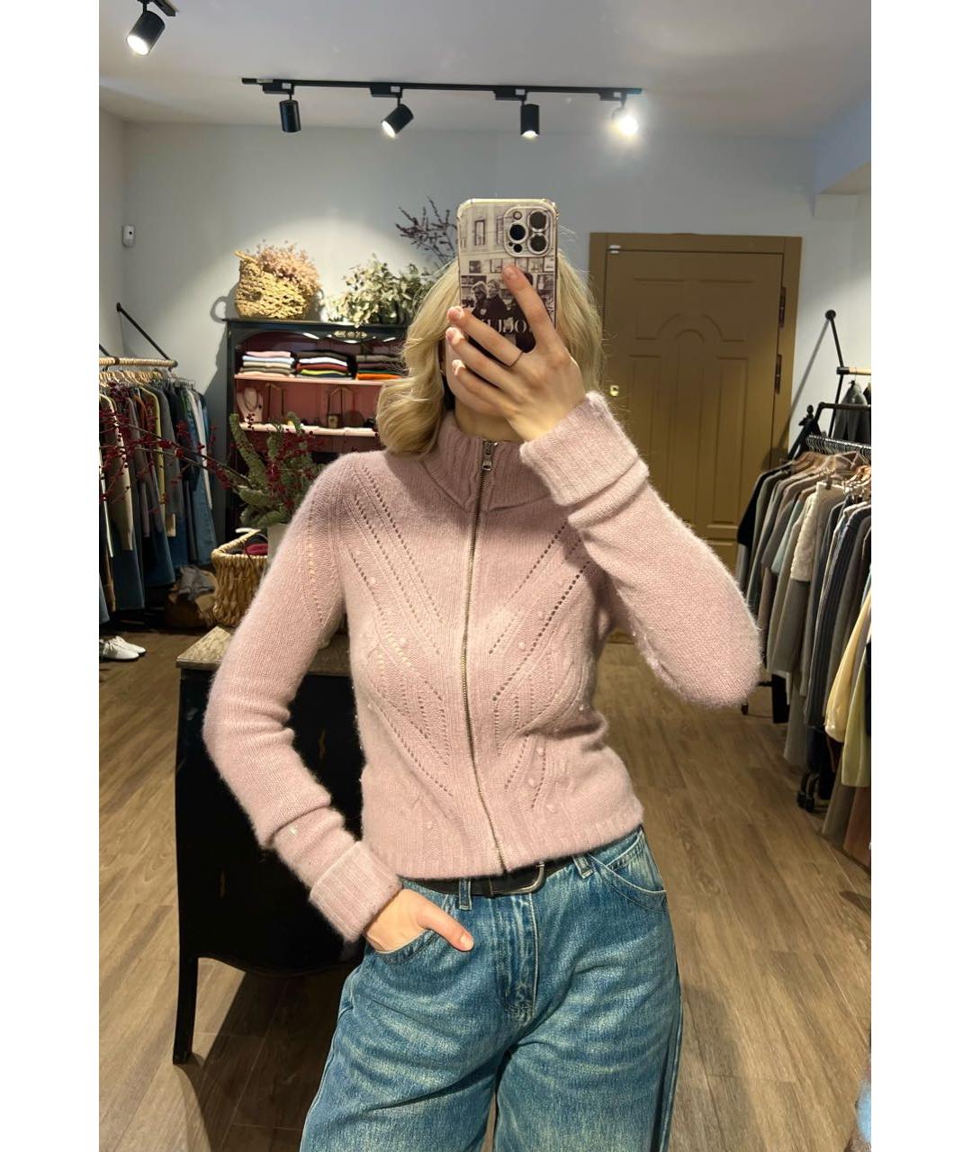 DOLCE&GABBANA Розовый шерстяной кардиган, фото 5