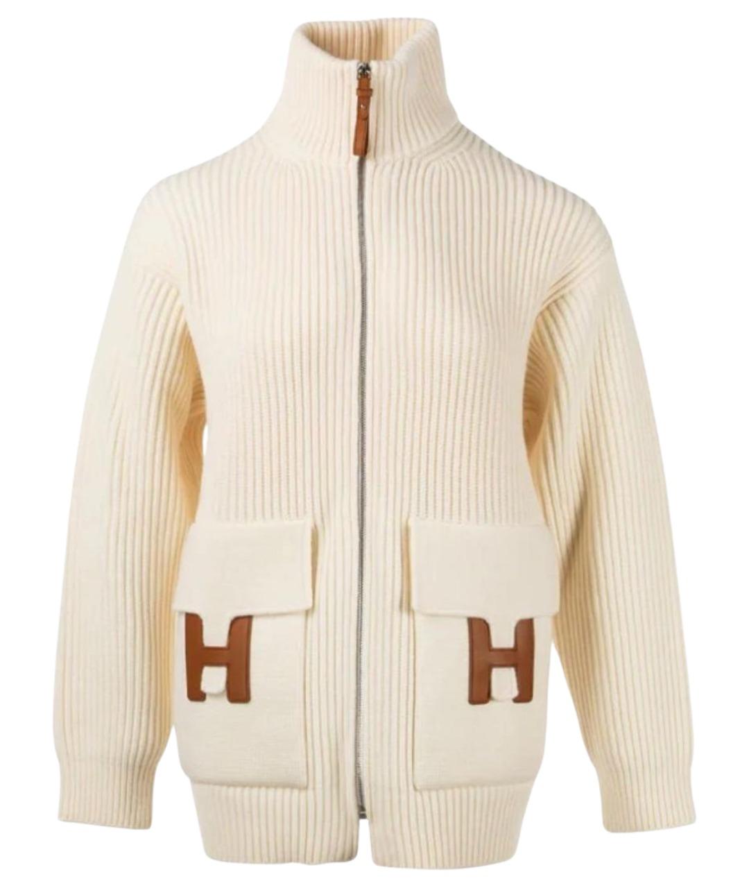 HERMES Бежевый шерстяной кардиган, фото 1