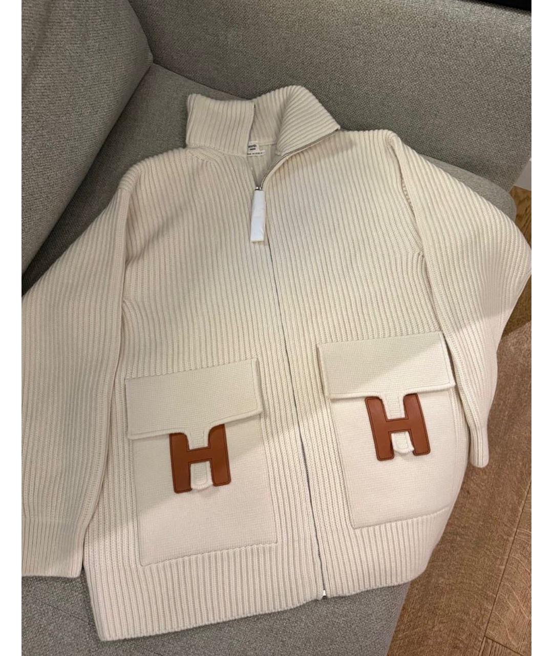 HERMES Бежевый шерстяной кардиган, фото 3