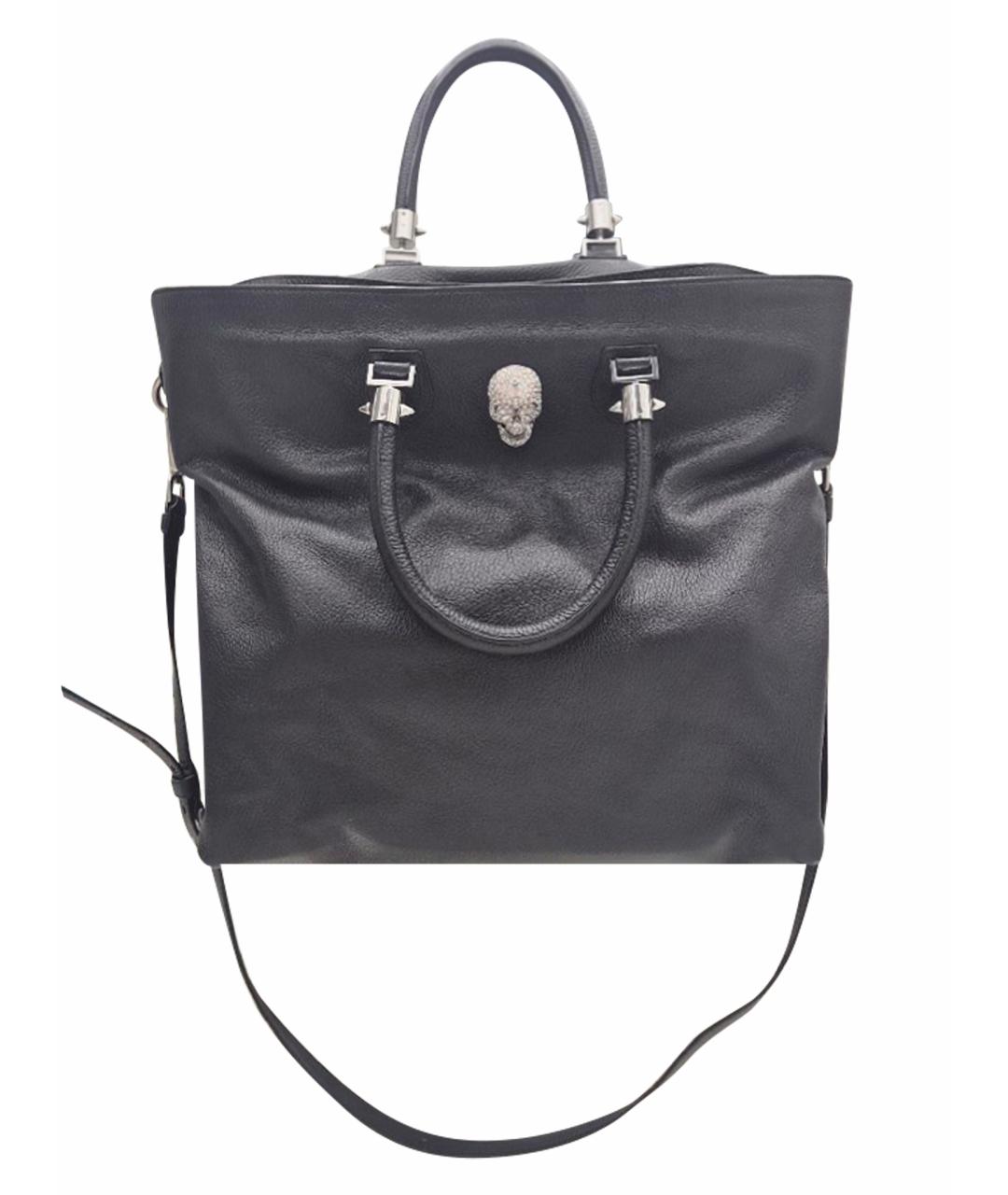 PHILIPP PLEIN Черная кожаная сумка тоут, фото 1