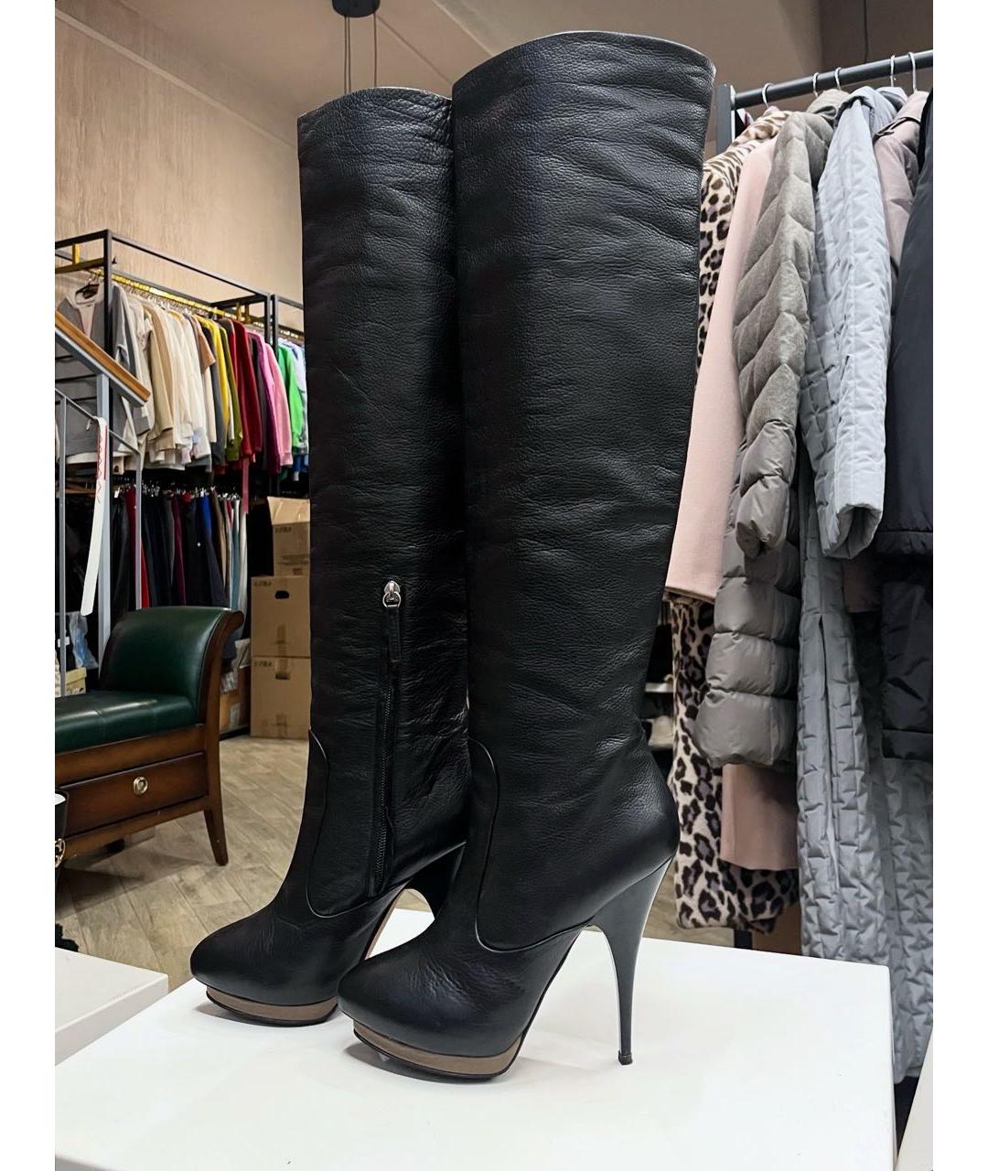 GIUSEPPE ZANOTTI DESIGN Черные кожаные ботфорты, фото 2