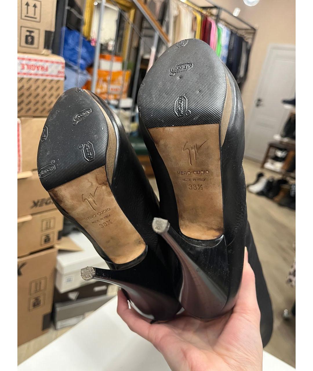 GIUSEPPE ZANOTTI DESIGN Черные кожаные ботфорты, фото 7