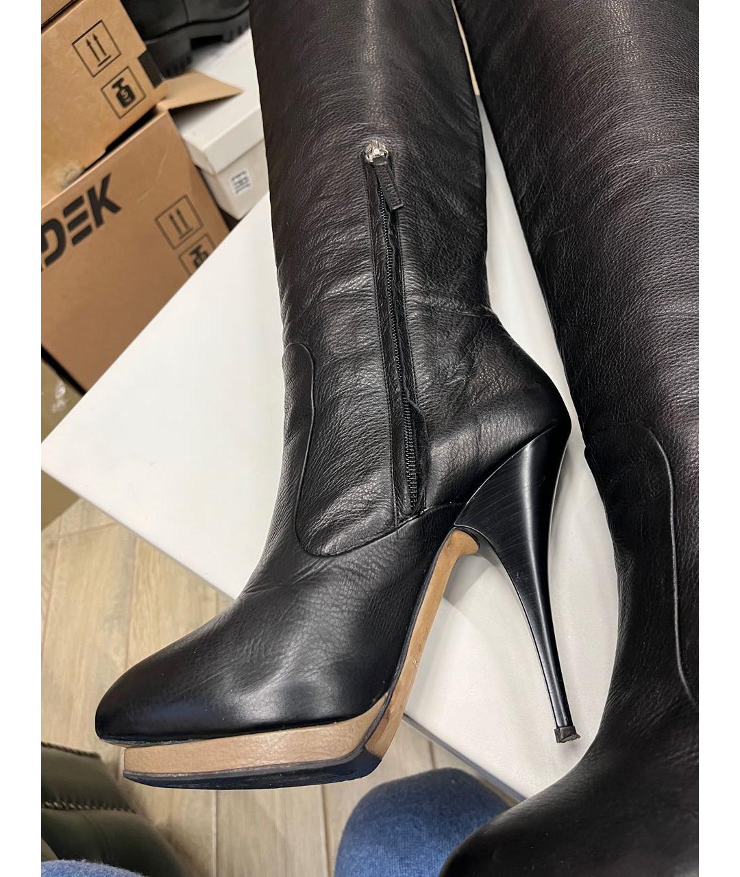 GIUSEPPE ZANOTTI DESIGN Черные кожаные ботфорты, фото 6