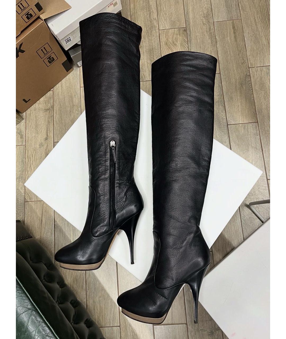 GIUSEPPE ZANOTTI DESIGN Черные кожаные ботфорты, фото 9