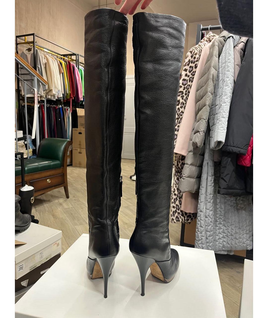 GIUSEPPE ZANOTTI DESIGN Черные кожаные ботфорты, фото 8