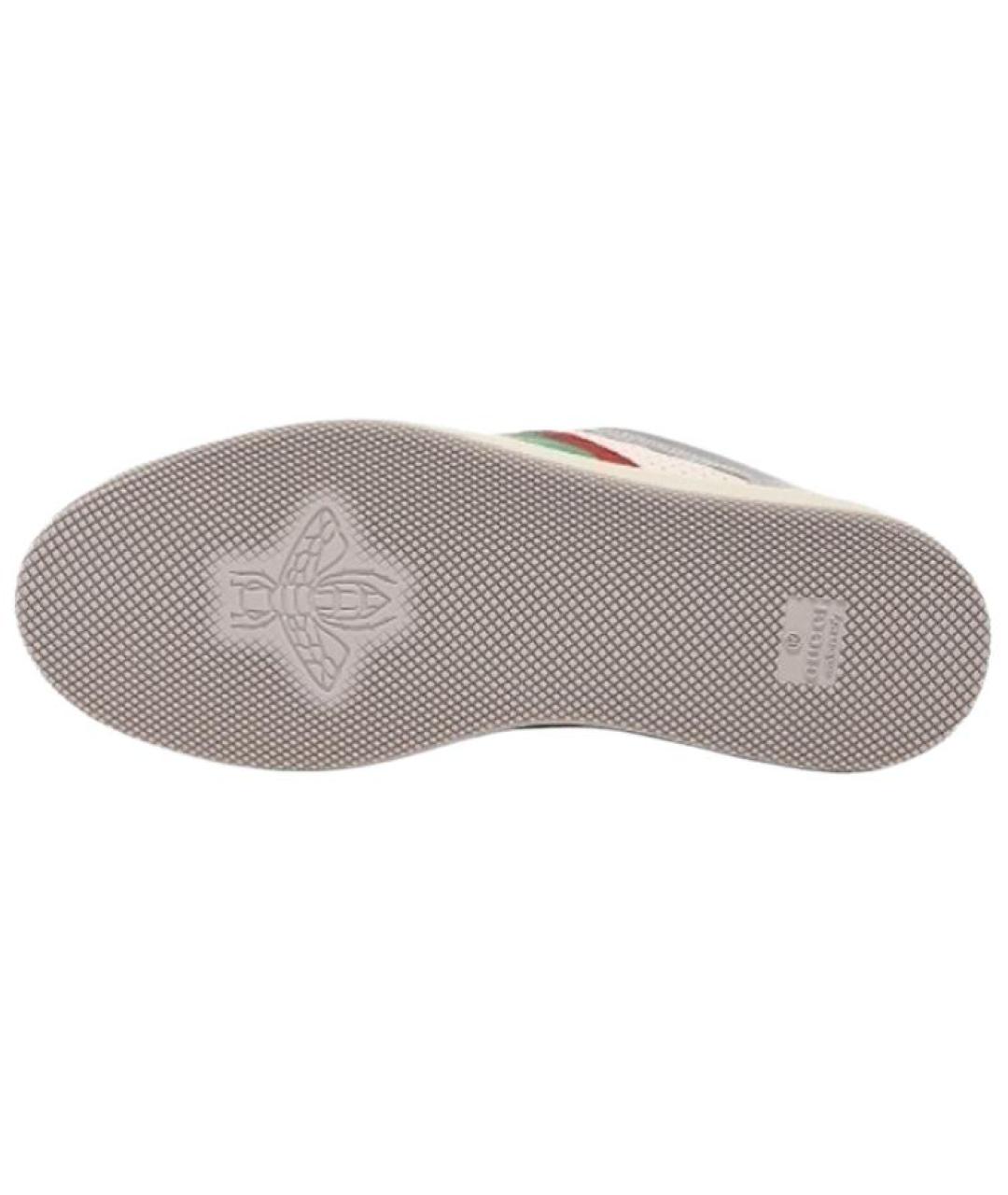 GUCCI Серебряные кожаные кеды, фото 6