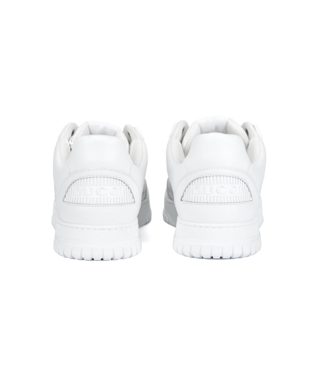 GUCCI Белые кожаные низкие кроссовки / кеды, фото 4