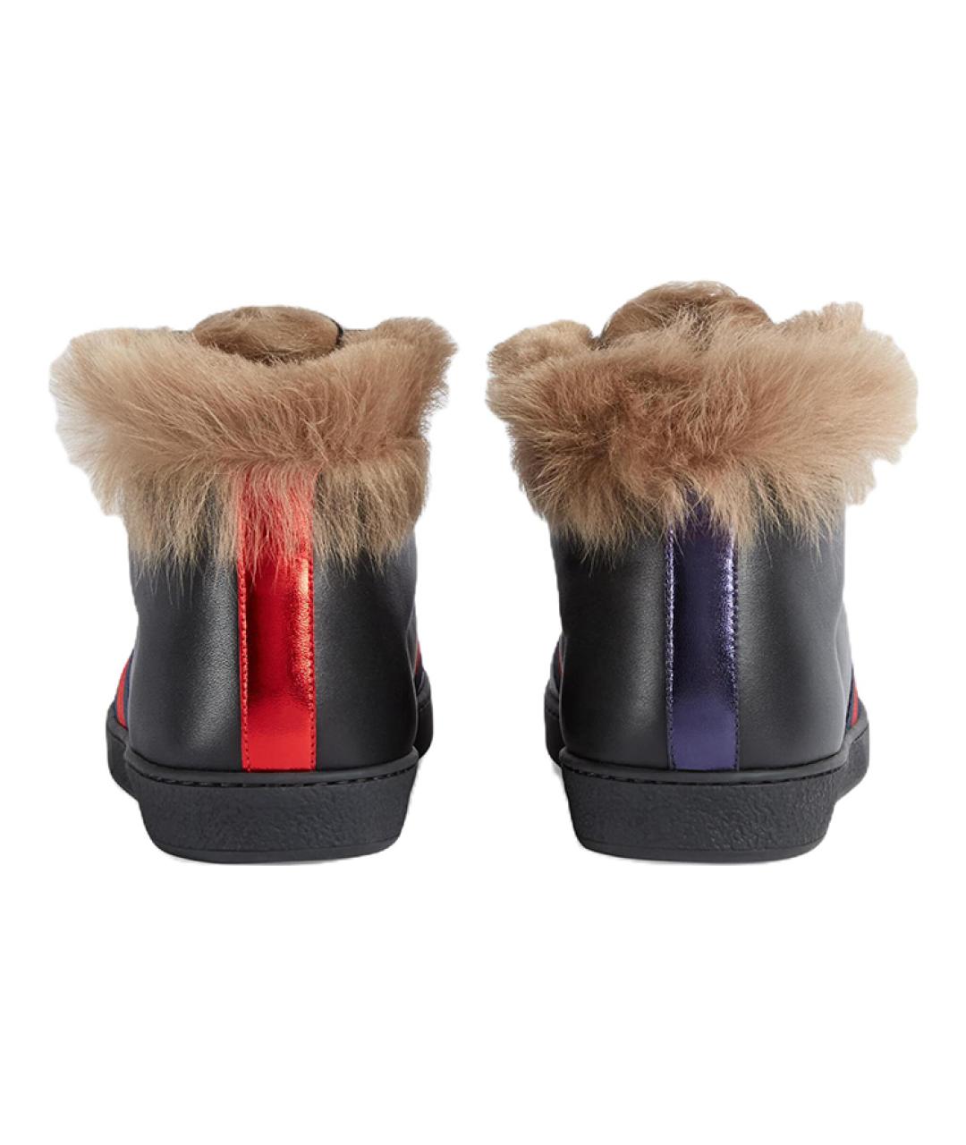 GUCCI Черные кожаные низкие кроссовки / кеды, фото 4