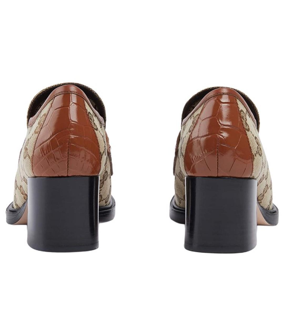 GUCCI Коричневые текстильные туфли, фото 5