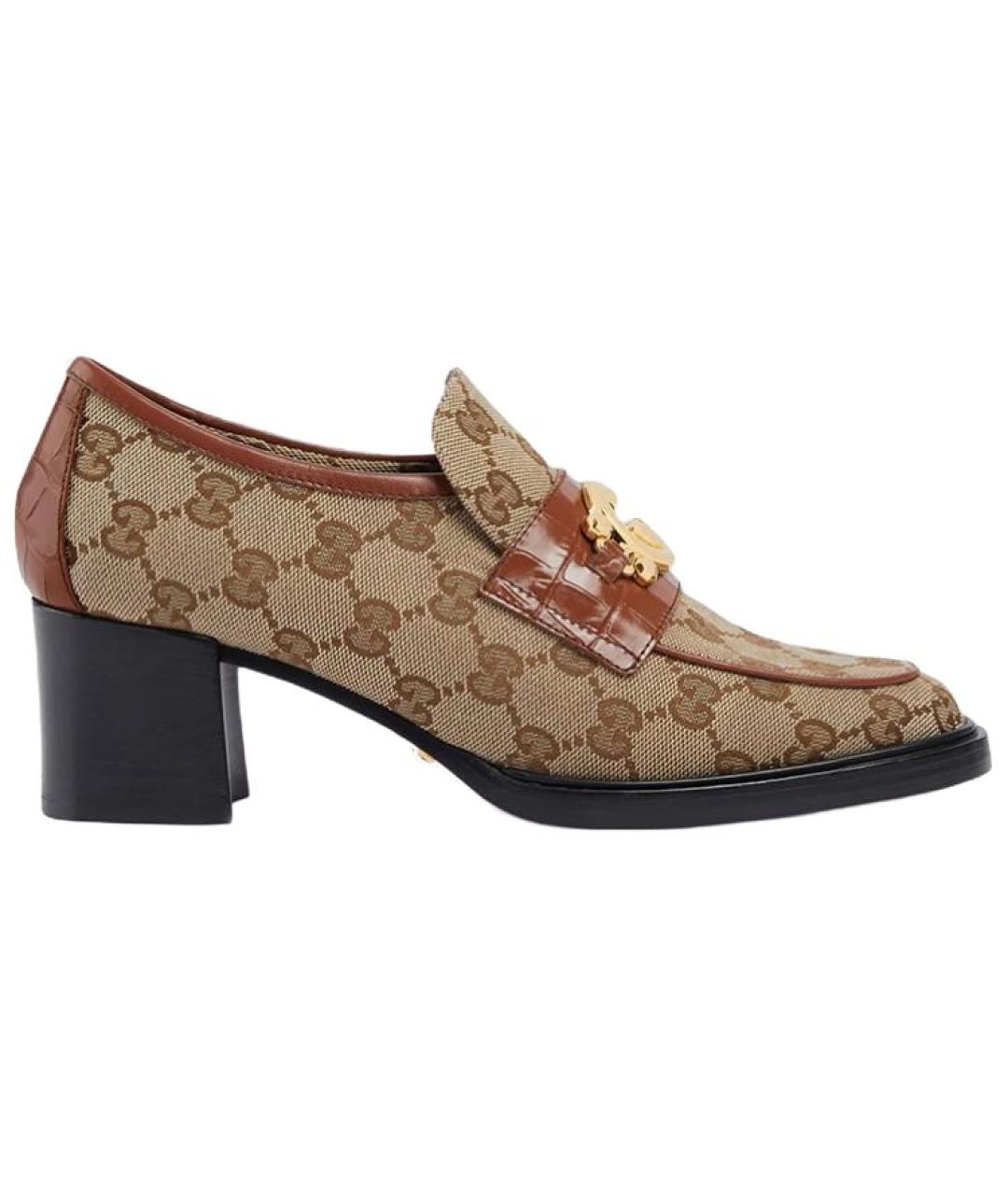 GUCCI Коричневые текстильные туфли, фото 6