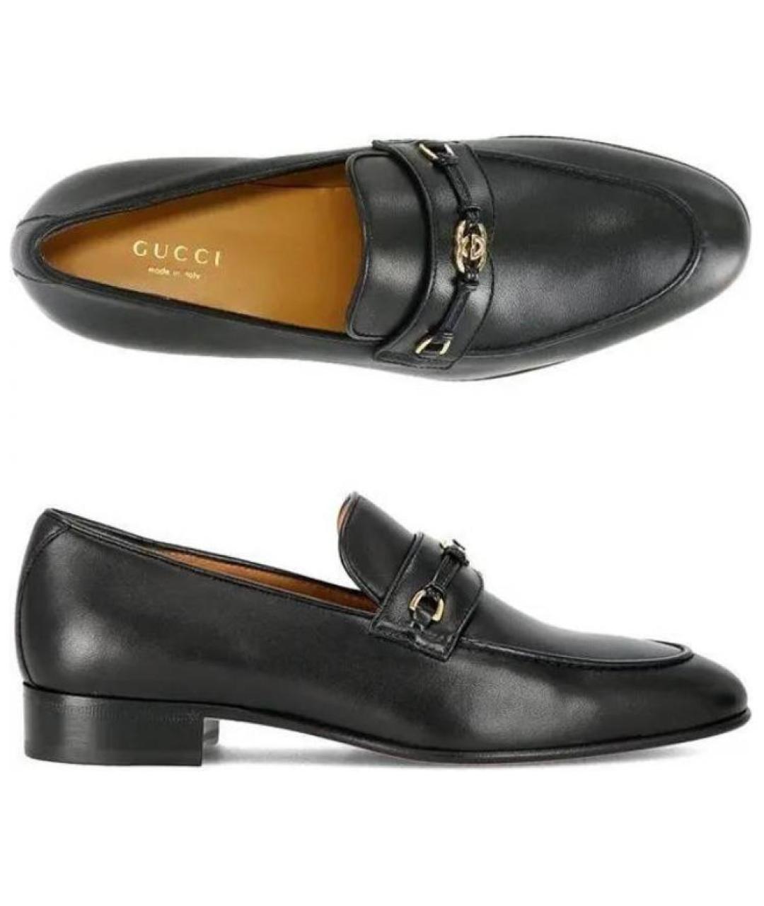 GUCCI Черные кожаные лоферы, фото 5