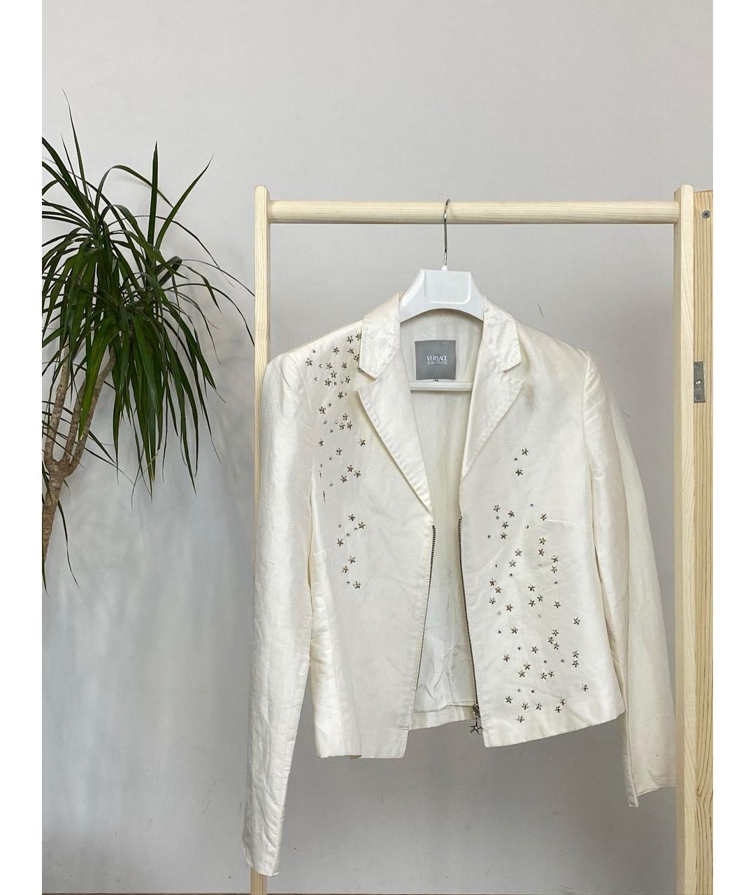 VERSACE JEANS COUTURE Белый шелковый жакет/пиджак, фото 9