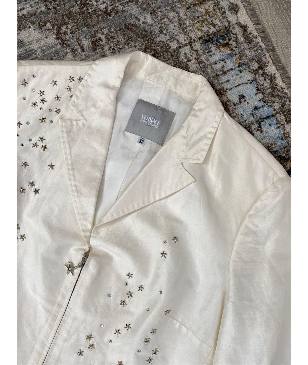 VERSACE JEANS COUTURE Белый шелковый жакет/пиджак, фото 4