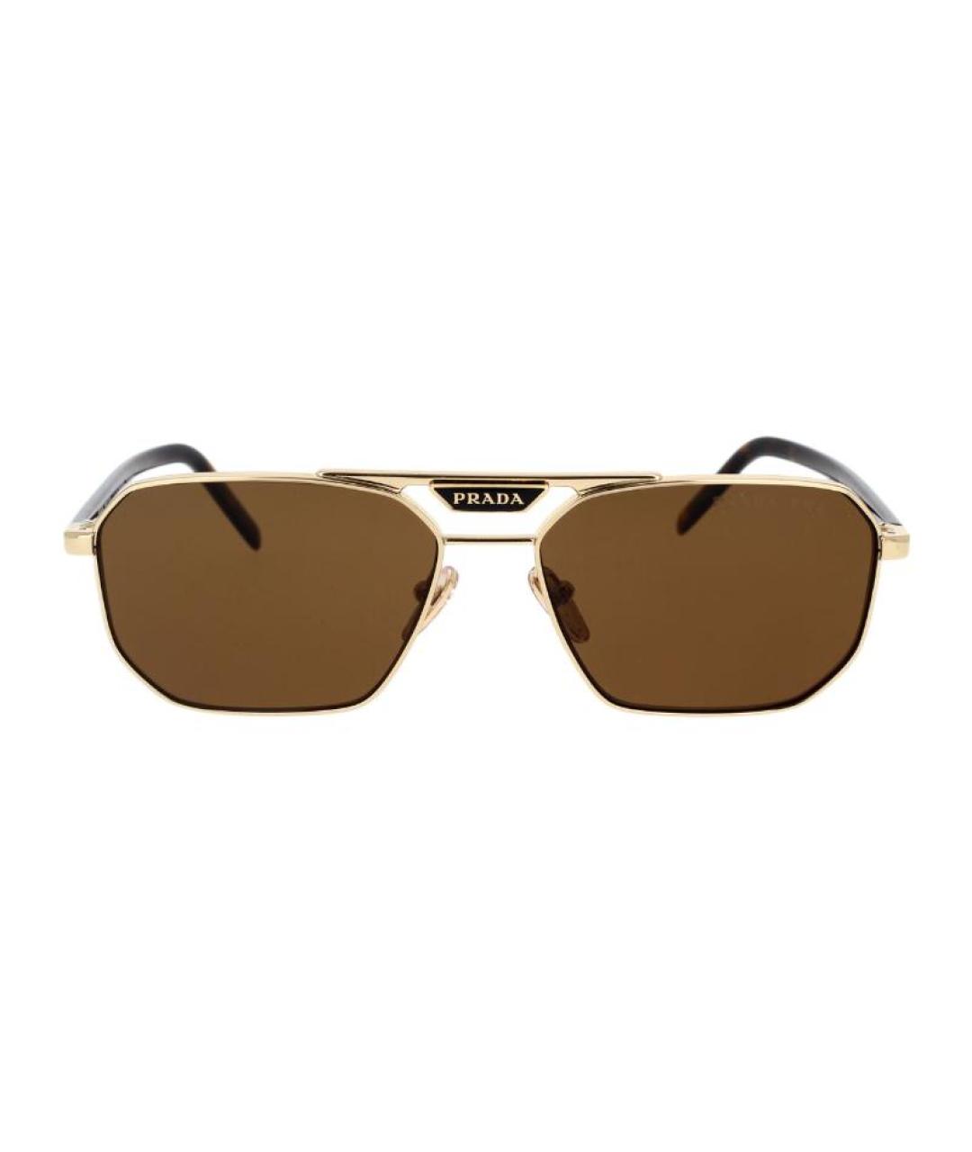 PRADA Коричневые металлические солнцезащитные очки, фото 2
