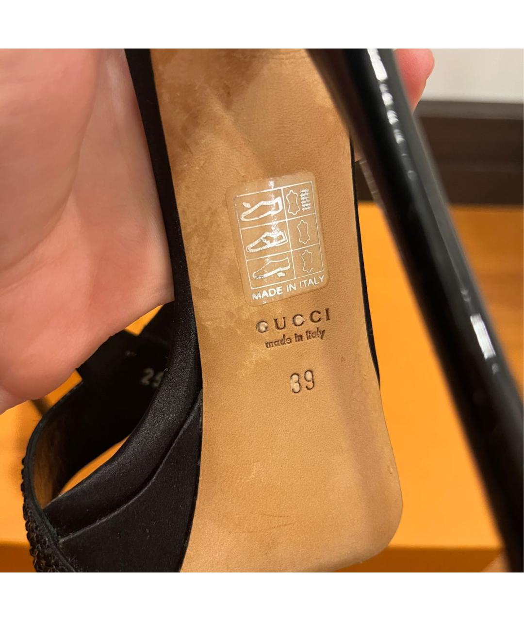 GUCCI Черные босоножки из лакированной кожи, фото 6