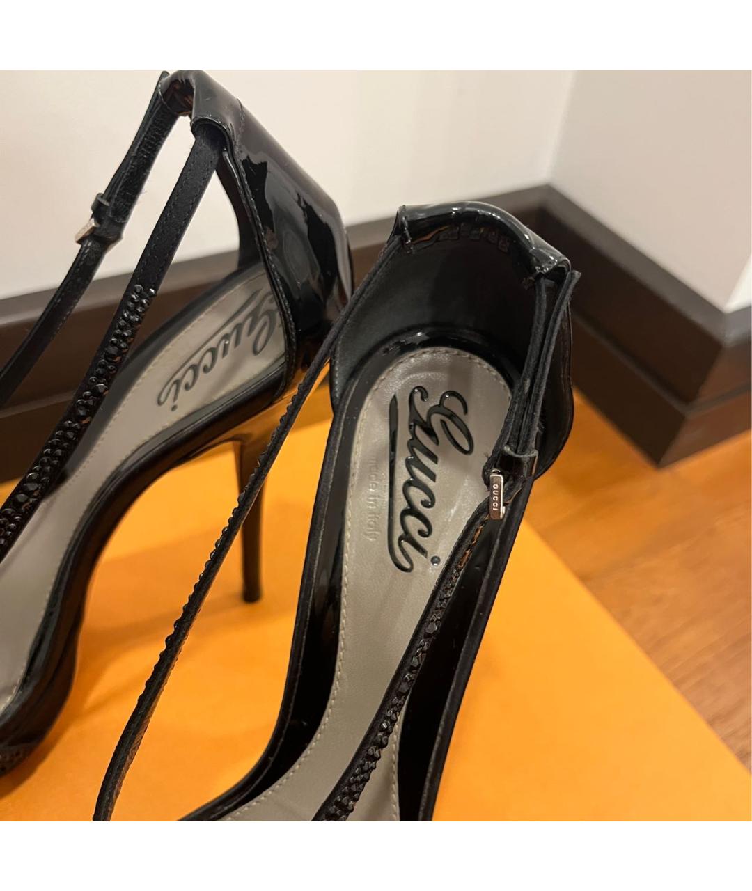 GUCCI Черные босоножки из лакированной кожи, фото 5