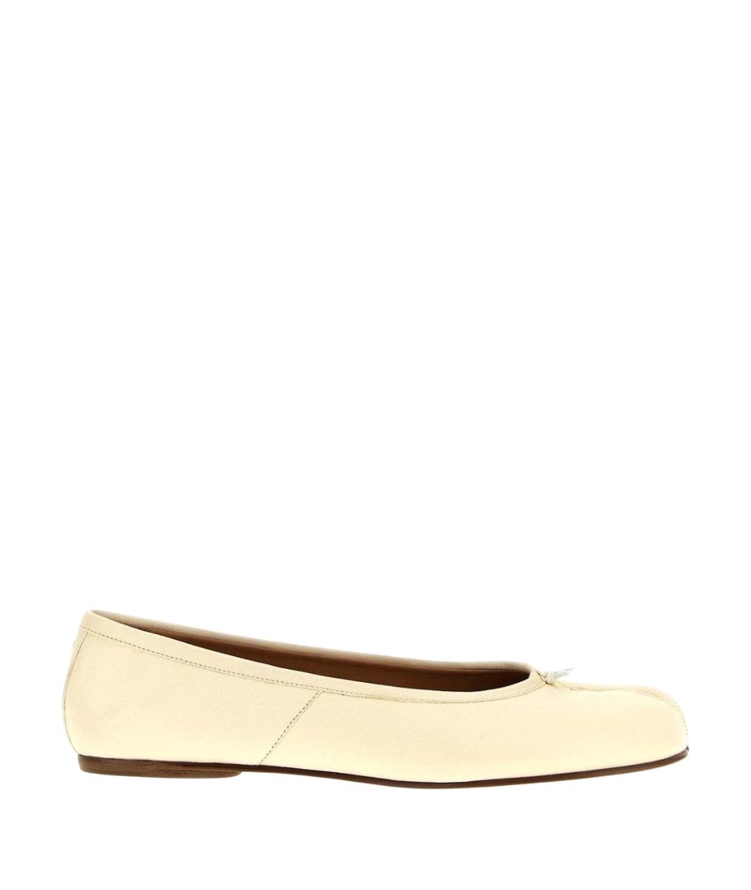 MAISON MARGIELA Бежевые кожаные балетки, фото 1
