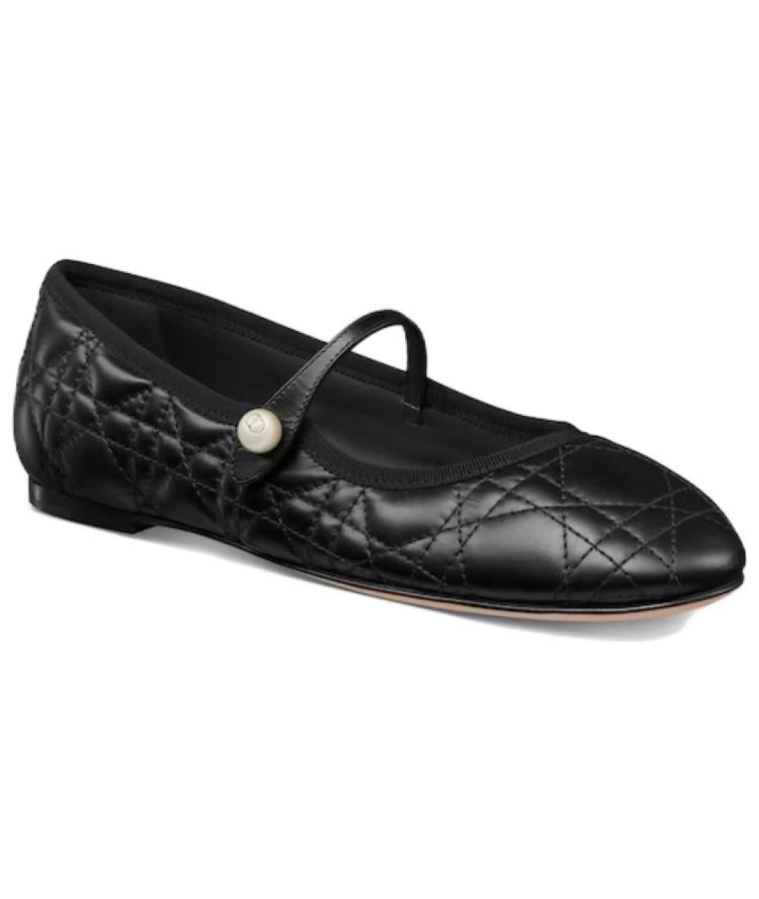 CHRISTIAN DIOR Черные кожаные балетки, фото 3