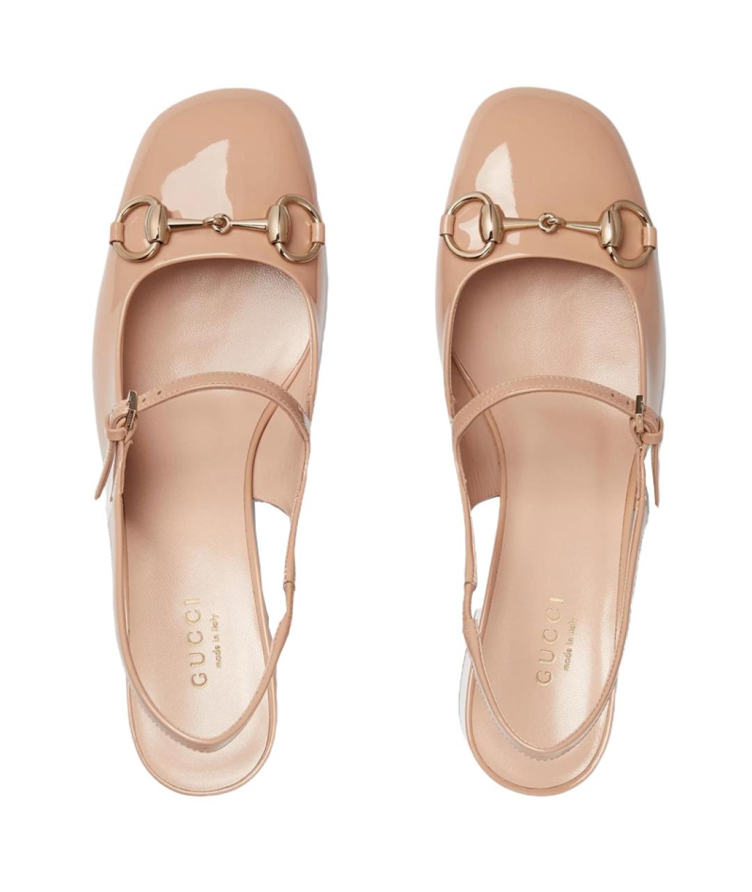 GUCCI Бежевые кожаные туфли, фото 4