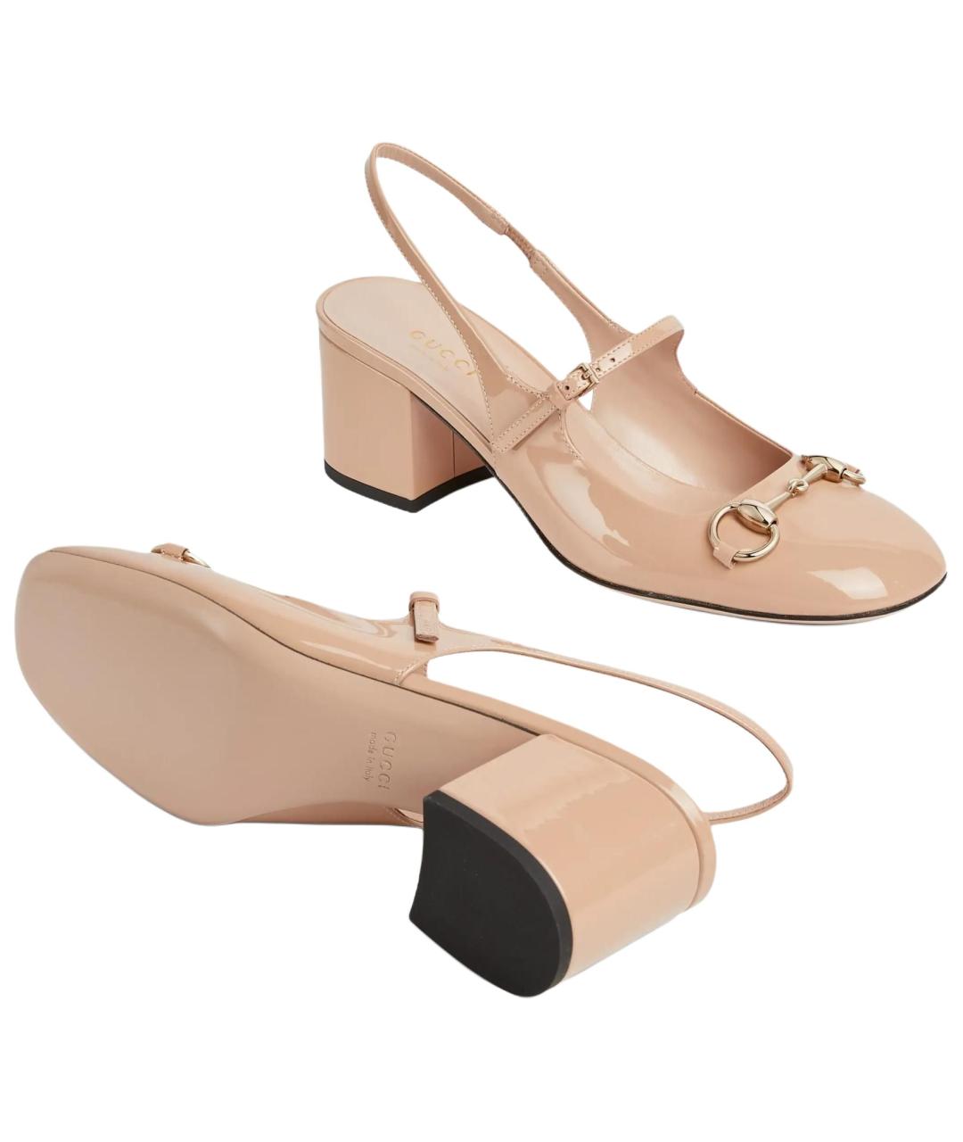 GUCCI Бежевые кожаные туфли, фото 6