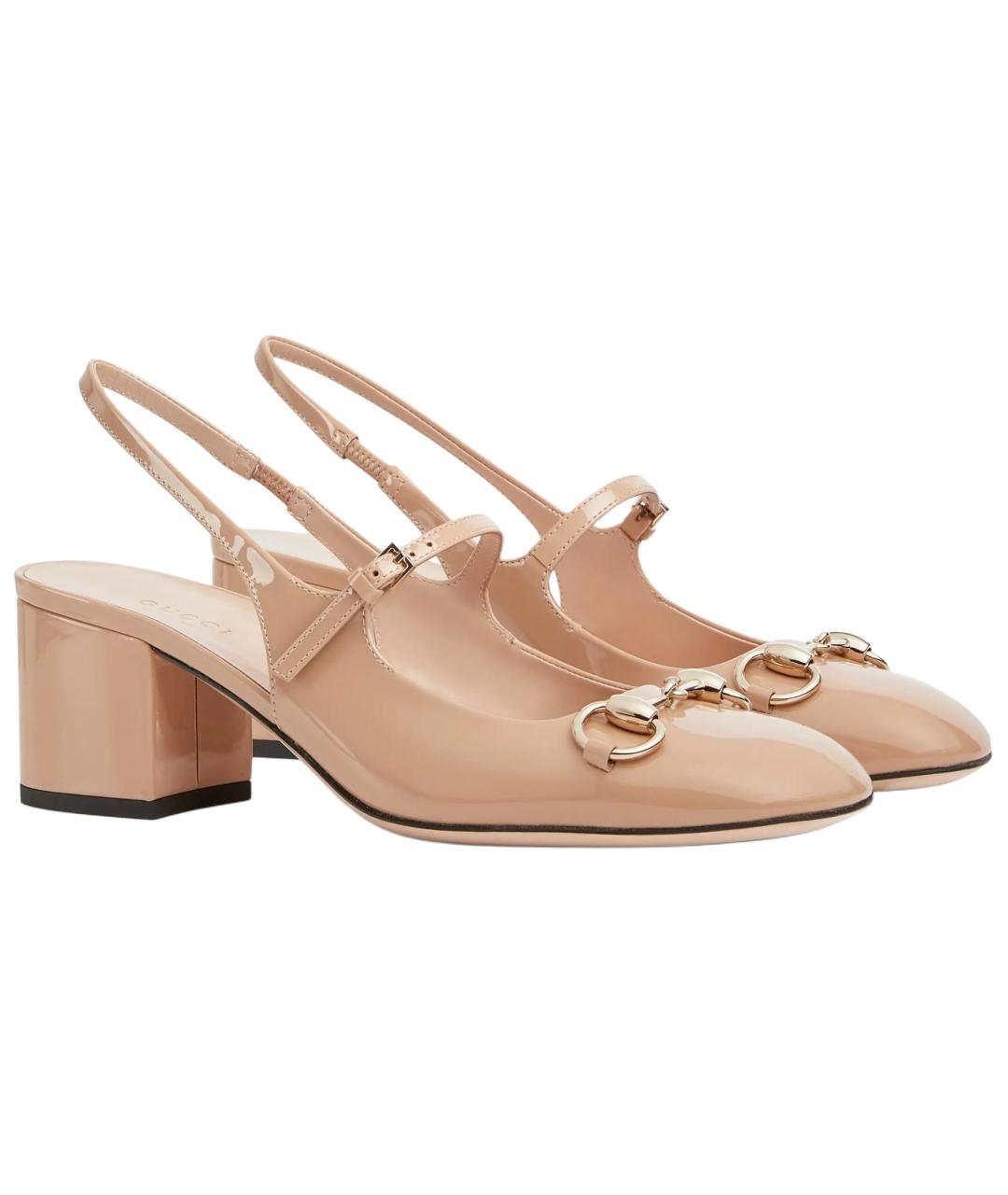 GUCCI Бежевые кожаные туфли, фото 3