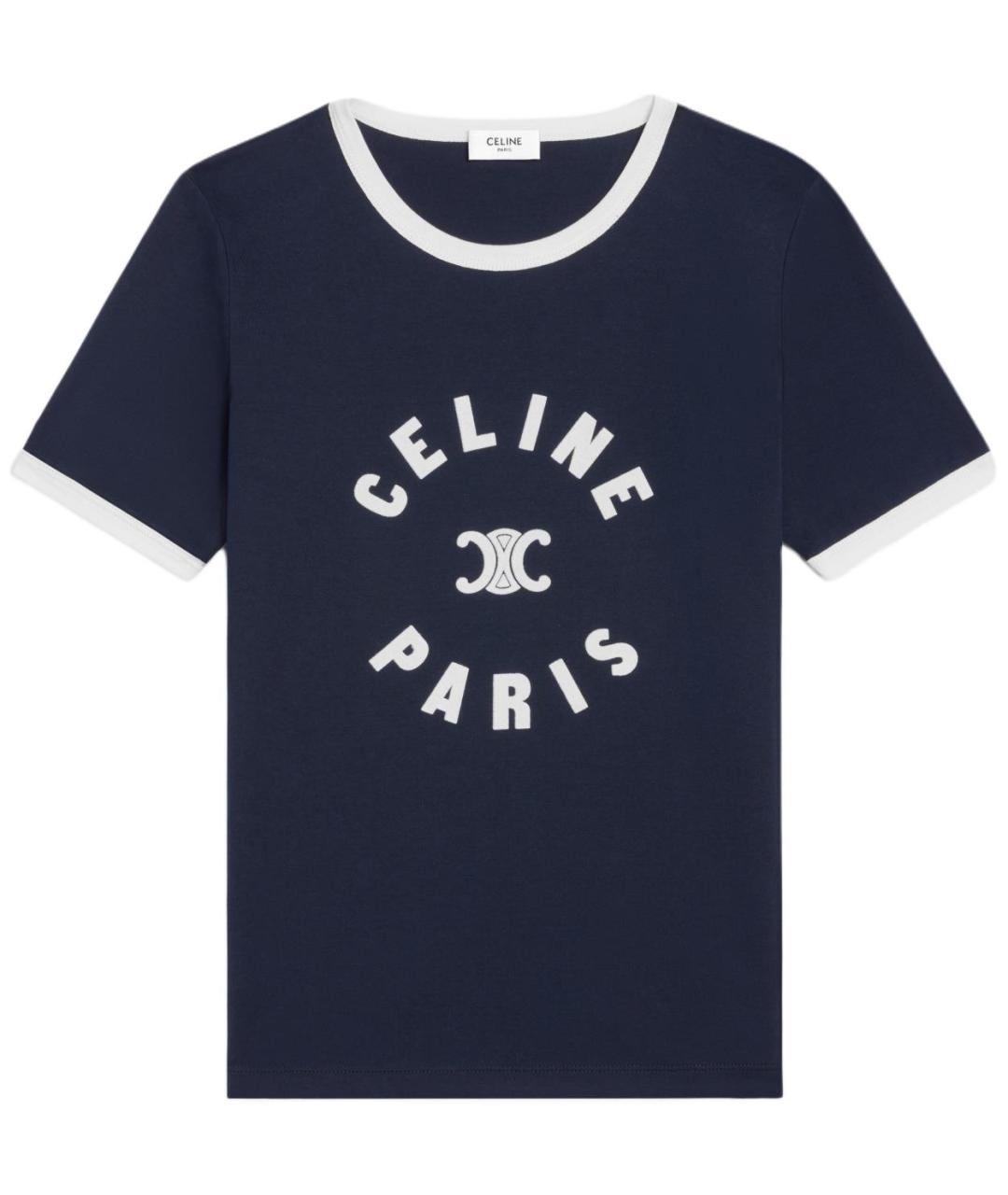 CELINE Темно-синяя хлопковая футболка, фото 1