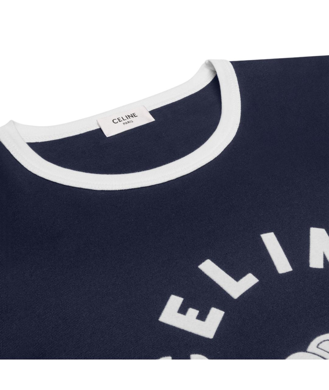 CELINE Темно-синяя хлопковая футболка, фото 5