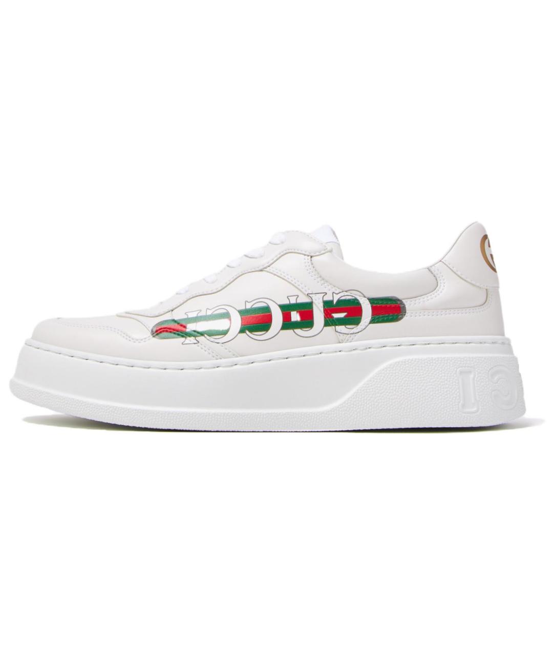 GUCCI Белые низкие кроссовки / кеды из искусственной кожи, фото 2